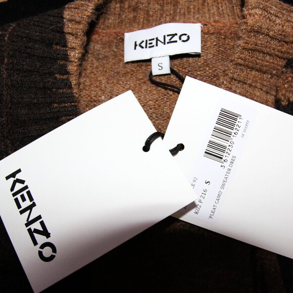 BNWT AW21 KENZO PLEAT CAMO SWEATER DRESS S - Picture 9 of 13